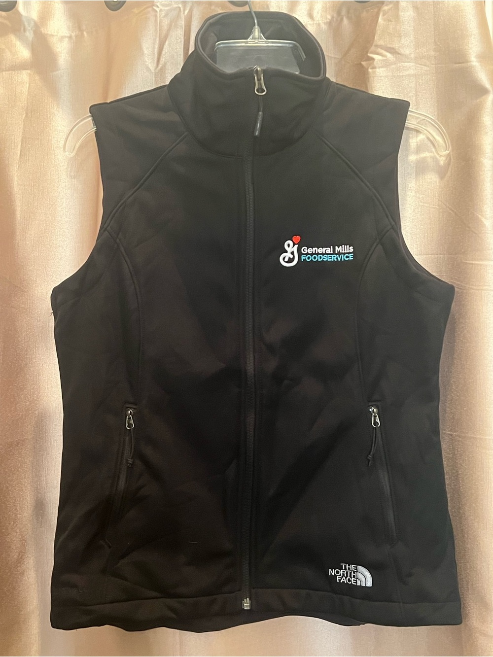 The North Face Women's Black Softshell Vest with General Mills Foodservice Logo